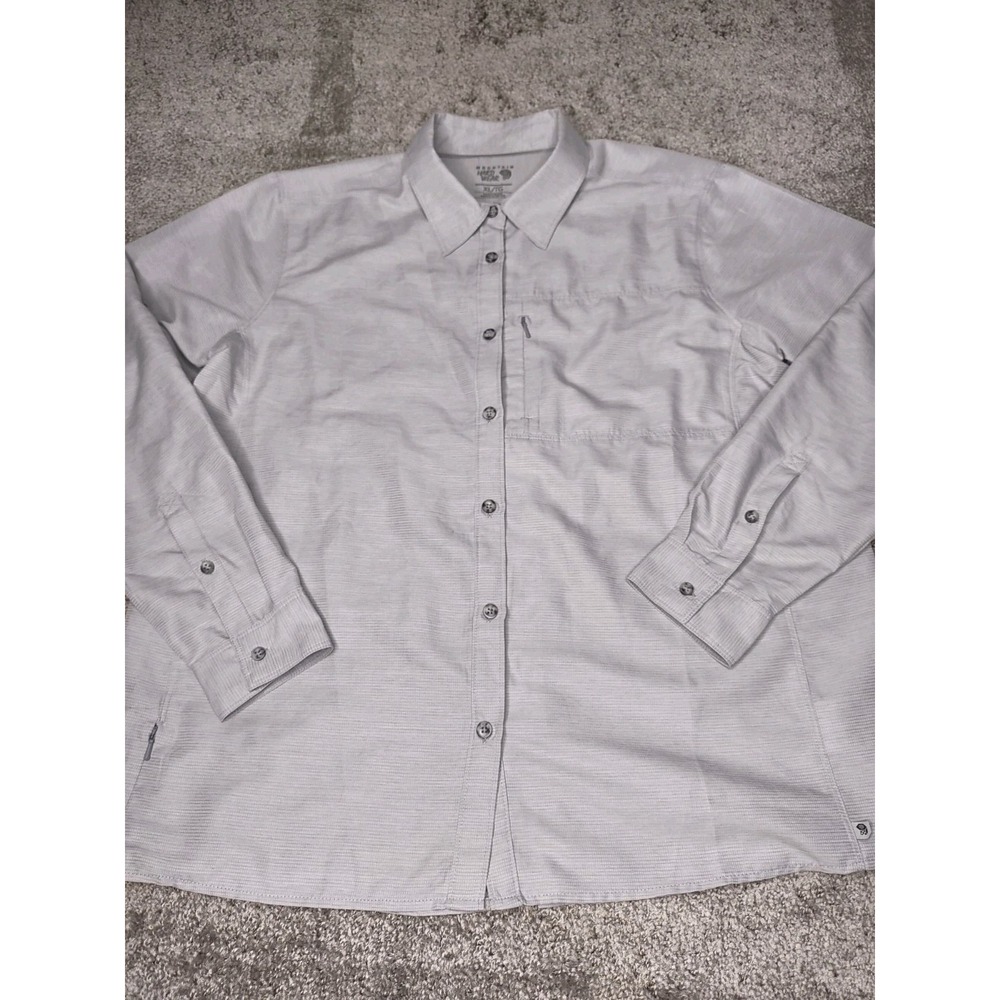 Mountain Hardwear Shirt Mens XL/TG Long Sleeve Button Front‎ Lightweight Gray
